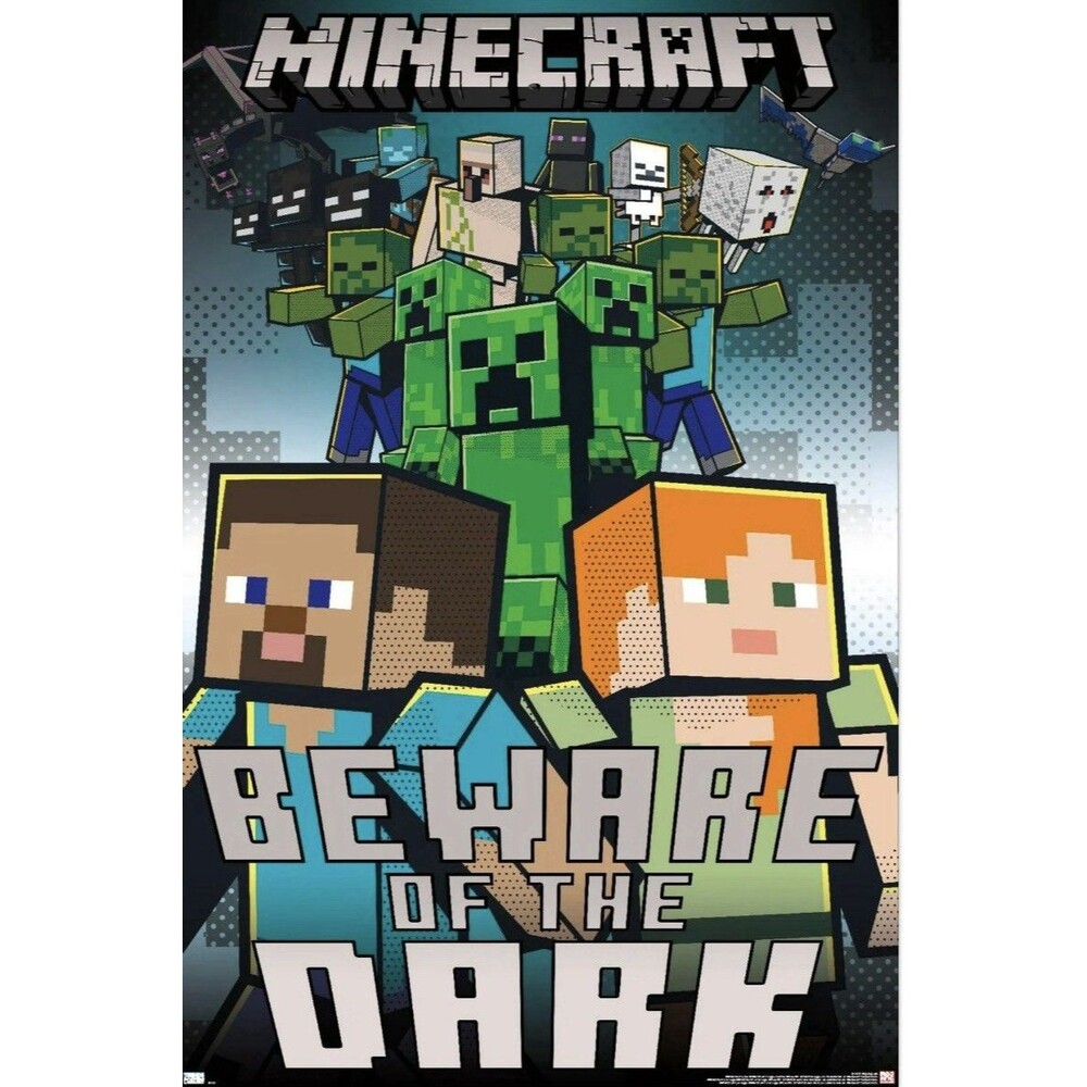 Minecraft - Beware Of The Dark Poster By Trends International 23.375” X 34” NEW